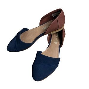 Toms Jutti D'Orsay Almond Toe Flats Navy and Brown Flats